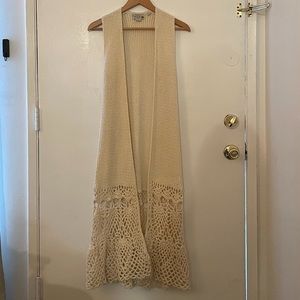 Long Knit Crochet Vest | Anthropologie | Hand Knit By Dollie | Small